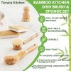 Tieralia 5-Piece Eco-Friendly Bamboo Dish Brush Set with Compostable Wood Pulp Sponges | Bamboo Kitchen Cleaning Set - Image 5